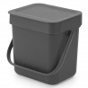Brabantia Sort&Go 1003230 Recycling Bin, 3 L, Handle, Wall-mountable, Dark Gray