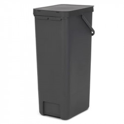 Brabantia Sort&Go 1004140 Recycling Bin, 40 L, Handle, Wall-mountable, Dark Gray