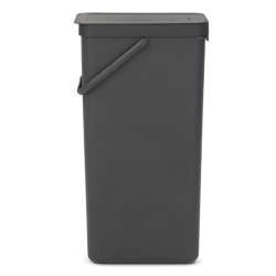 Brabantia Sort&Go 1004140 Recycling Bin, 40 L, Handle, Wall-mountable, Dark Gray