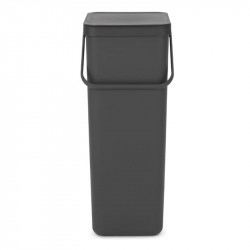 Brabantia Sort&Go 1004140 Recycling Bin, 40 L, Handle, Wall-mountable, Dark Gray
