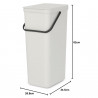 Кош за разделно събиране на боклук Brabantia Sort&Go 1005554, 40 л, Дръжка, Възможност за стенен монтаж, Светлосив