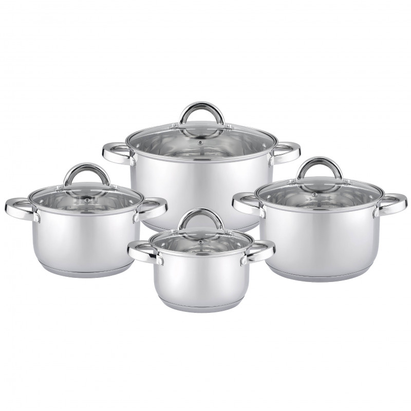 Rosberg R51210L8 Cookware Set, 8-piece, Double-walled, 1.8–5.8 liters, Induction-compatible, Stainless steel