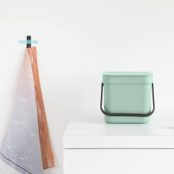 Brabantia Sort&Go 1005515 Recycling Bin, 6 L, Handle, Wall-mountable, Light Green