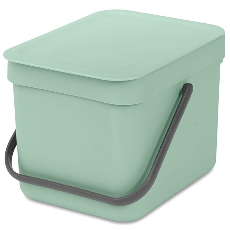 Brabantia Sort&Go 1005515 Recycling Bin, 6 L, Handle, Wall-mountable, Light Green