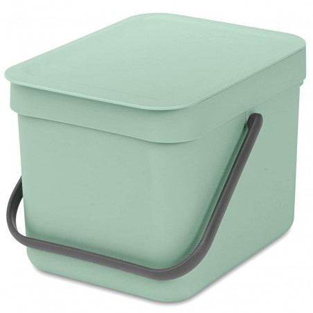 Brabantia Sort&Go 1005515 Recycling Bin, 6 L, Handle, Wall-mountable, Light Green