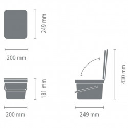 Brabantia Coș de colectare selectivă a deșeurilor Sort&Go 1005514, 6 l, Mâner, Montabil pe perete, Gri deschis