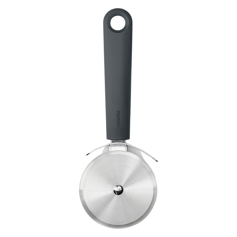 Нож за пица Brabantia Tasty+ 1008888, Предпазител, Халка за окачване, Закалена стомана, Тъмносив