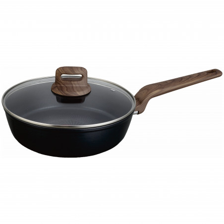 Mély serpenyő fedővel Oliver Voltz Paris OV54419F24CD, 24 cm, Tapadásmentes bevonat, Hőérzékelő, Indukciós, Fekete