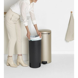 Brabantia NewIcon 1003209 Pedal Bin, 30 L, Soft-Close, Non-Slip Base, Metallic Gold