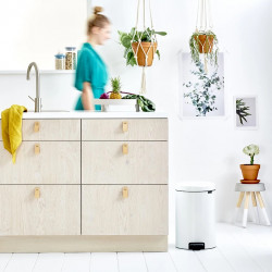 Κάδος με πεντάλ Brabantia NewIcon 649034, 20 l, Ομαλό κλείσιμο, Αντιολισθητική βάση, Λευκό