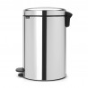Κάδος με πεντάλ Brabantia NewIcon 649040, 20 l, Ομαλό κλείσιμο, Αντιολισθητική βάση, Inox