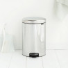 Κάδος με πεντάλ Brabantia NewIcon 649040, 20 l, Ομαλό κλείσιμο, Αντιολισθητική βάση, Inox