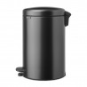 Кош за боклук с педал Brabantia NewIcon 1008846, 20 л, Плавно затваряне, Противоплъзгаща основа, Тъмносив