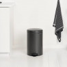Кош за боклук с педал Brabantia NewIcon 1008846, 20 л, Плавно затваряне, Противоплъзгаща основа, Тъмносив