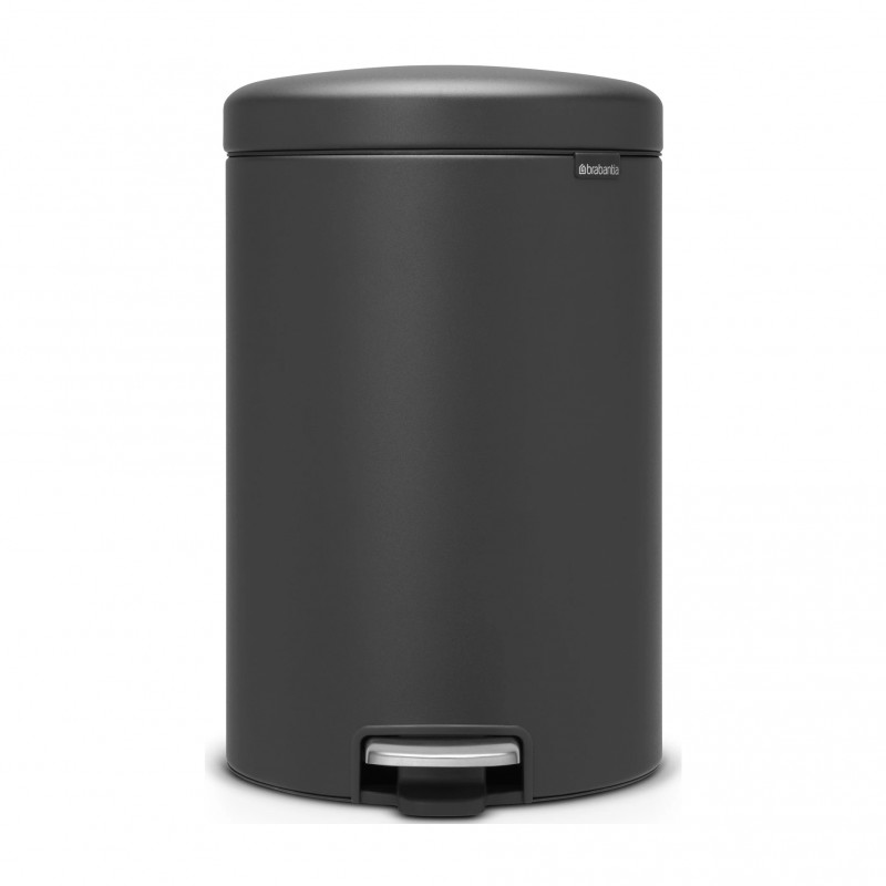 Cos de gunoi cu pedala Brabantia NewIcon 649747, 20 L, Inchidere lina, Baza antiderapanta, Acoperire minerala, Gri închis