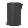 Κάδος απορριμμάτων με πεντάλ Brabantia NewIcon 649747, 20 l, Ομαλό κλείσιμο, Αντιολισθητική βάση, Ορυκτή επίστρωση, Σκούρο γκρι