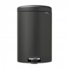 Кош за боклук с педал Brabantia NewIcon 649747, 20 л, Плавно затваряне, Противоплъзгаща основа, Минерално покритие, Тъмносив