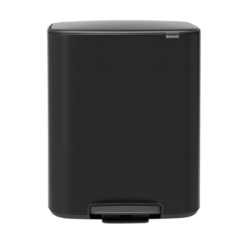 Cos de gunoi Brabantia Bo Pedal 1003191, 2x30 L, Inchidere lina, Baza antiderapanta, Negru