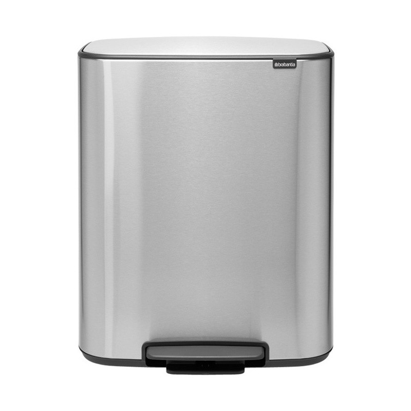 Brabantia Bo Pedal Trash Can 1003192, 2x30 L, Soft-Close, Non-Slip Base, Fingerprint-Resistant, Stainless Steel/Matte