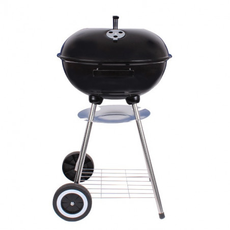 Gratar emailat Muhler 649151, Ø41.5 cm, Cu capac si rotite, Negru