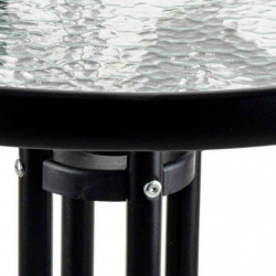 Masa metalica cu blat de sticla Muhler 999465, 60x74 cm, Metal hoop, Negru