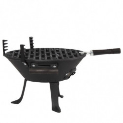 Gratar din fonta Muhler 104377, Ø30 cm, Carbune, Grilaj reglabil,Compact pentru calatorii, Negru