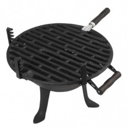 Gratar din fonta Muhler 104377, Ø30 cm, Carbune, Grilaj reglabil,Compact pentru calatorii, Negru