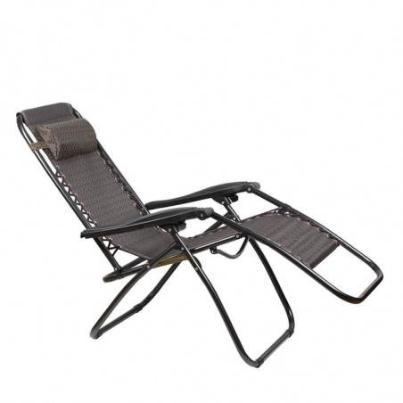 Καρέκλα κάμπινγκ Muhler C2014 1001741, 175x66x110 cm, Πτυσσόμενη, 3 θέσεις ρύθμισης, Μαύρο