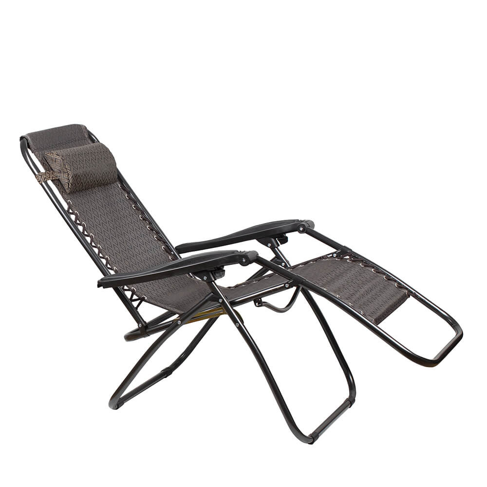 Scaun camping Muhler C2014 1001741, 175x66x110 cm, Pliabil, 3 pozitii de reglare, Negru