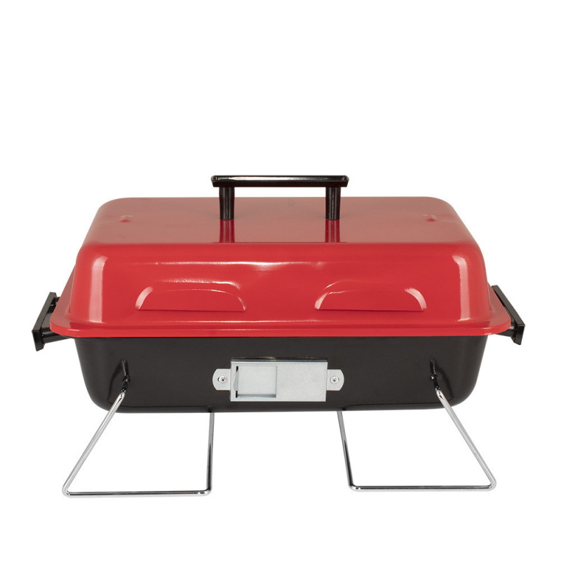 Grаtar pe cаrbuni Muhler 1003818, 40.5x26 cm, Cu capac, Gril galvanizat, Compact pentru calatorii, Rosu/Negru