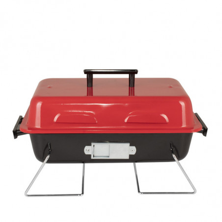 Grаtar pe cаrbuni Muhler 1003818, 40.5x26 cm, Cu capac, Gril galvanizat, Compact pentru calatorii, Rosu/Negru