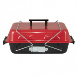 Grаtar pe cаrbuni Muhler 1003818, 40.5x26 cm, Cu capac, Gril galvanizat, Compact pentru calatorii, Rosu/Negru