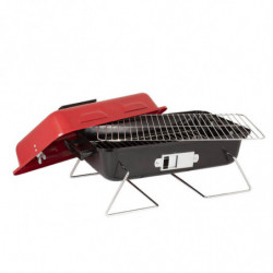 Grаtar pe cаrbuni Muhler 1003818, 40.5x26 cm, Cu capac, Gril galvanizat, Compact pentru calatorii, Rosu/Negru