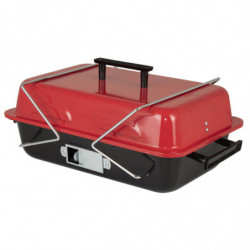 Grаtar pe cаrbuni Muhler 1003818, 40.5x26 cm, Cu capac, Gril galvanizat, Compact pentru calatorii, Rosu/Negru