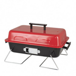 Grаtar pe cаrbuni Muhler 1003818, 40.5x26 cm, Cu capac, Gril galvanizat, Compact pentru calatorii, Rosu/Negru