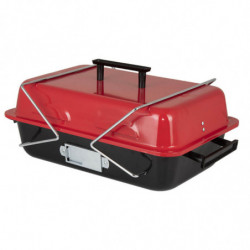 Grаtar pe cаrbuni Muhler 1003818, 40.5x26 cm, Cu capac, Gril galvanizat, Compact pentru calatorii, Rosu/Negru