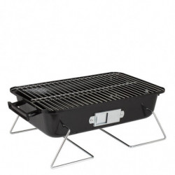 Grаtar pe cаrbuni Muhler 1003818, 40.5x26 cm, Cu capac, Gril galvanizat, Compact pentru calatorii, Rosu/Negru