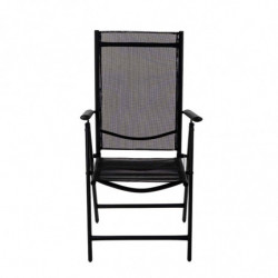 Scaun metalic pliabil Muhler 1005248, 7 pozitii, Spatar si scaun din material textil, Negru