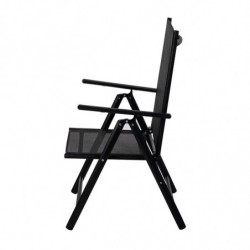 Scaun metalic pliabil Muhler 1005248, 7 pozitii, Spatar si scaun din material textil, Negru