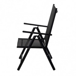 Scaun metalic pliabil Muhler 1005248, 7 pozitii, Spatar si scaun din material textil, Negru