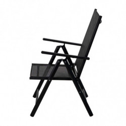 Scaun metalic pliabil Muhler 1005248, 7 pozitii, Spatar si scaun din material textil, Negru