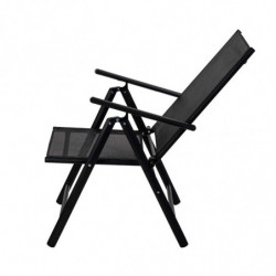 Scaun metalic pliabil Muhler 1005248, 7 pozitii, Spatar si scaun din material textil, Negru