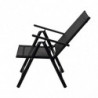 Сгъваем метален стол Muhler 1005248, 7 позиции, Облегалка и седалка от плат, Черен