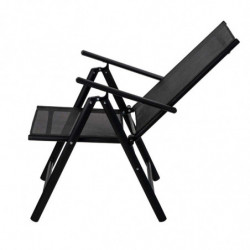 Scaun metalic pliabil Muhler 1005248, 7 pozitii, Spatar si scaun din material textil, Negru