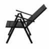 Scaun metalic pliabil Muhler 1005248, 7 pozitii, Spatar si scaun din material textil, Negru