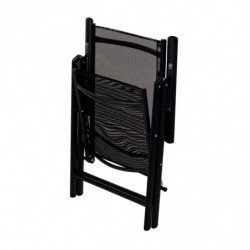 Scaun metalic pliabil Muhler 1005248, 7 pozitii, Spatar si scaun din material textil, Negru