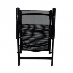 Scaun metalic pliabil Muhler 1005248, 7 pozitii, Spatar si scaun din material textil, Negru