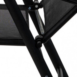 Scaun metalic pliabil Muhler 1005248, 7 pozitii, Spatar si scaun din material textil, Negru