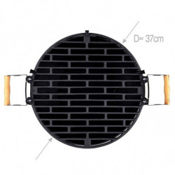 Gratar din fonta Muhler 1008592, Ø37 cm, Carbune, Reglabil, Control flux de aer, Negru