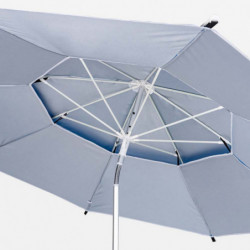 Ομπρέλα παραλίας Muhler 22511008629, Ø190 cm, Ύψος 203 cm, 8 νευρώσεις από fiberglass, Ρυθμιζόμενη κλίση, UV προστασία UPF 50+, Μπλε